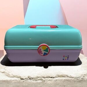 Caboodles Vintage On The Go Girl Makeup Case Mint & Lavender Pastel 90s Y2K